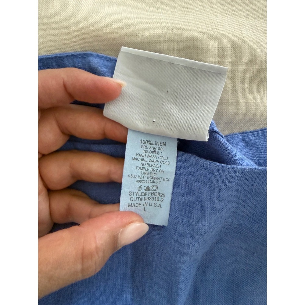 La Fixsun Blue Linen Colorblock Midi Dress Lagenlook Oversized Made in USA Large - Picture 5 of 8